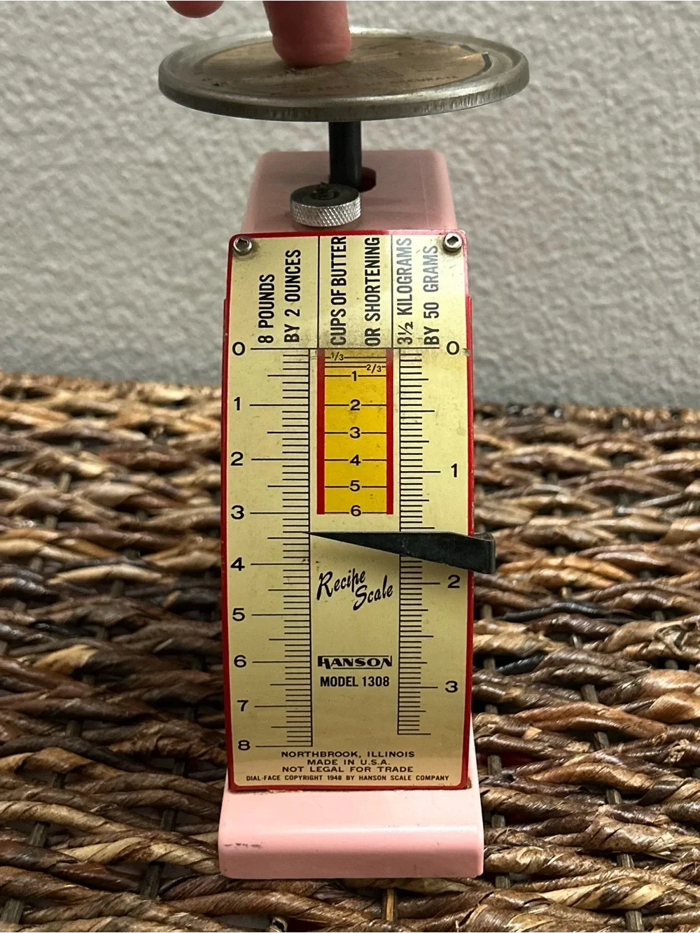 HANSON Vintage Recipe Scale Model 1308 Weighs Up To 8 Pounds 1948 With Sticker